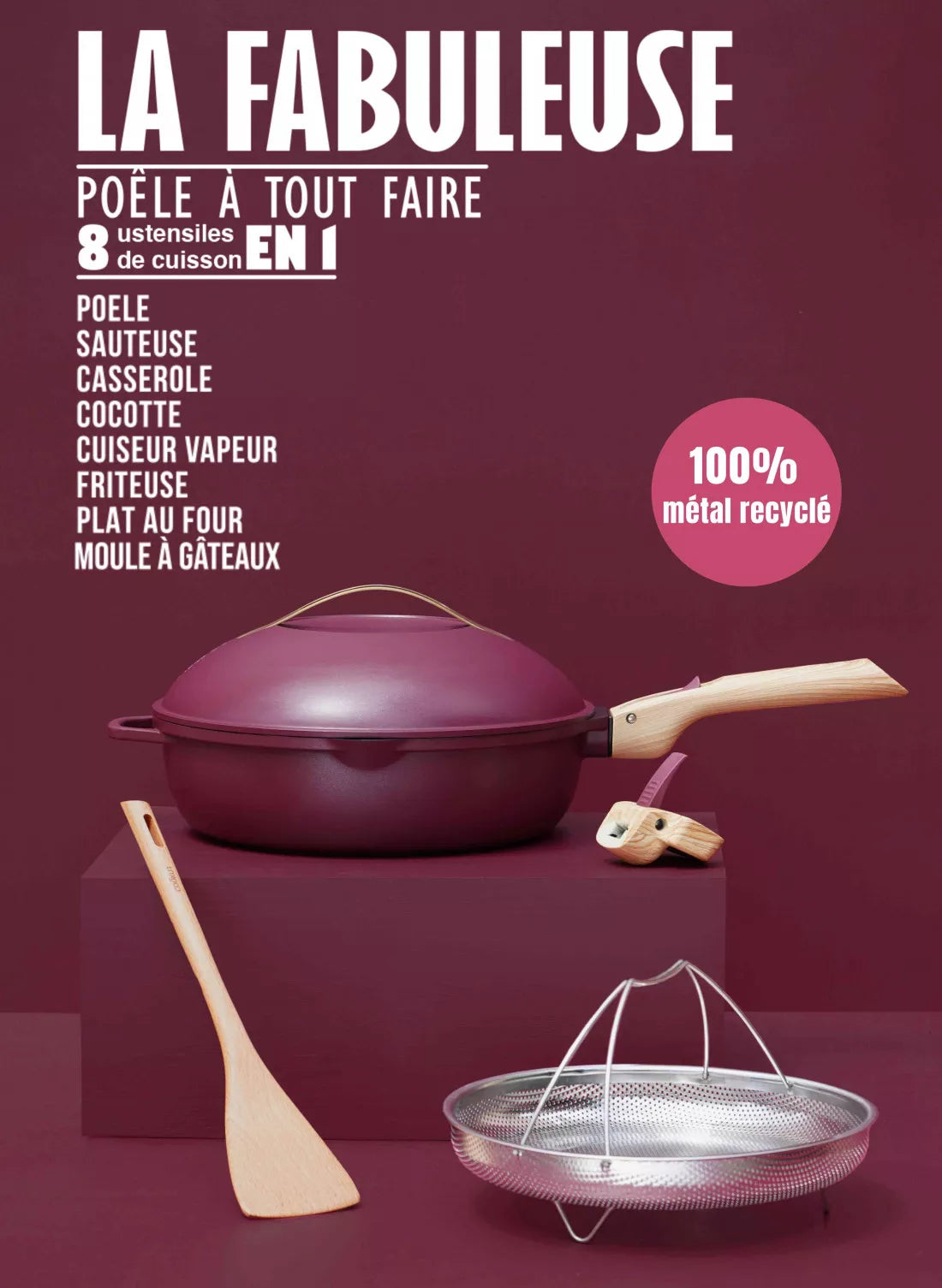 Cookut La Fabuleuse Poêle 8 en 1 - ø 24 cm - Rubis