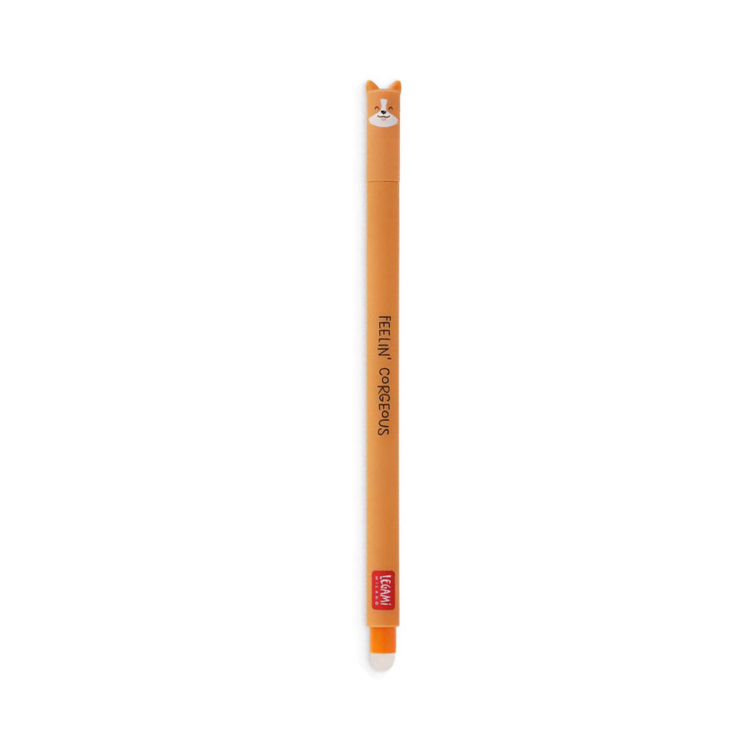 Stylo gel effaçable Legami en forme de corgi, encre noire, 0,7 mm