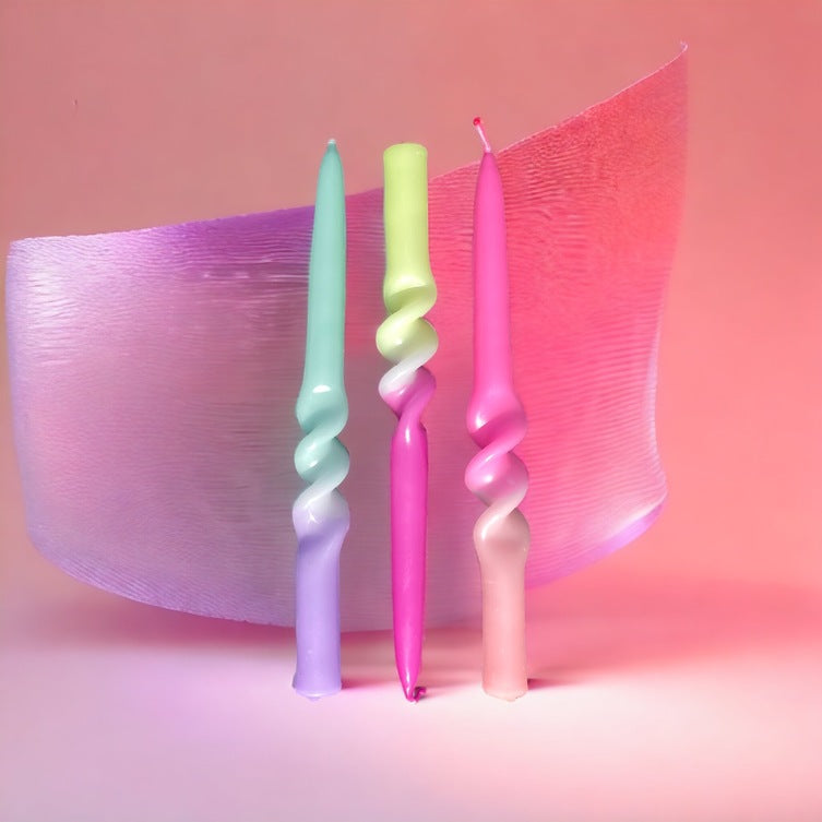 Set de 3 bougies Dip dye Swirl - Yummi dragonfruit