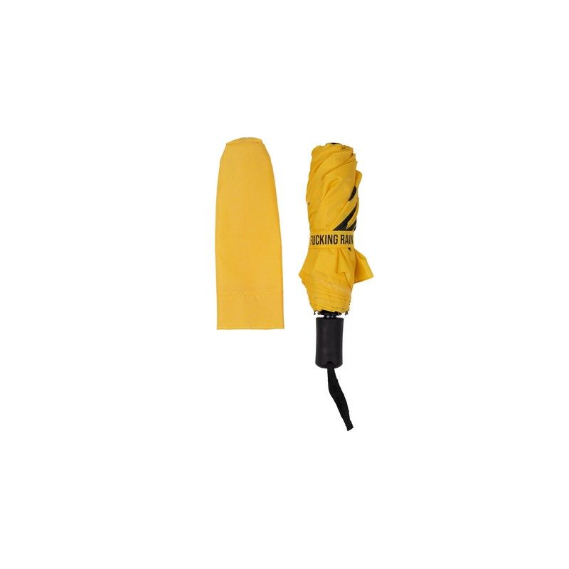 Parapluie de poche Fucking rain jaune