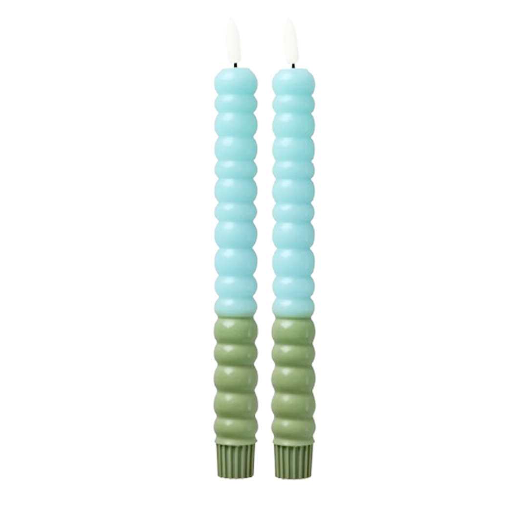 Set de 2 Bougies LED - Bubble Vert et menthe