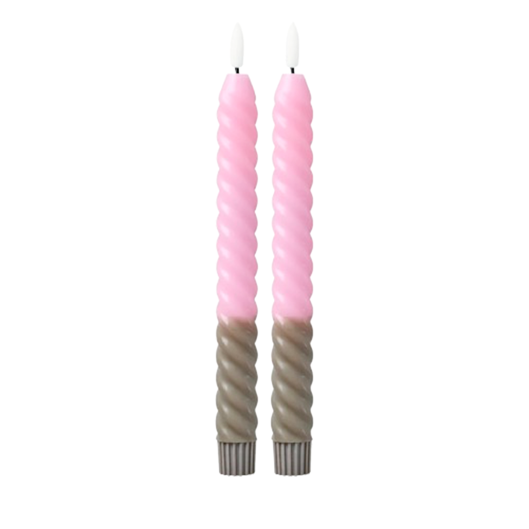 Set de 2 bougies LED - Twist rose et sable