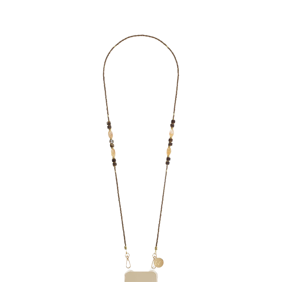 Chaîne de téléphone Chiara - Perles bronze et marron
