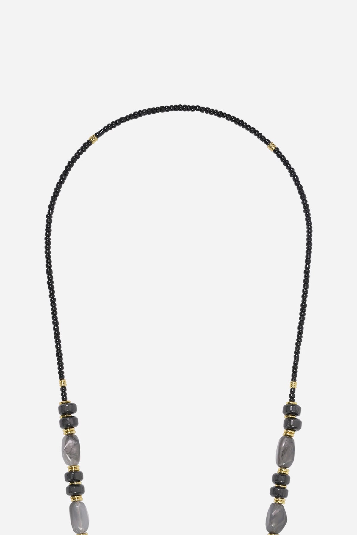 Chaîne de téléphone Chiara - Perles grises et noires