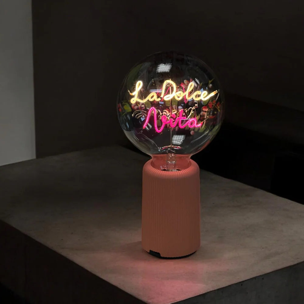Socle Pop Sans Fil pour ampoule message - Rose