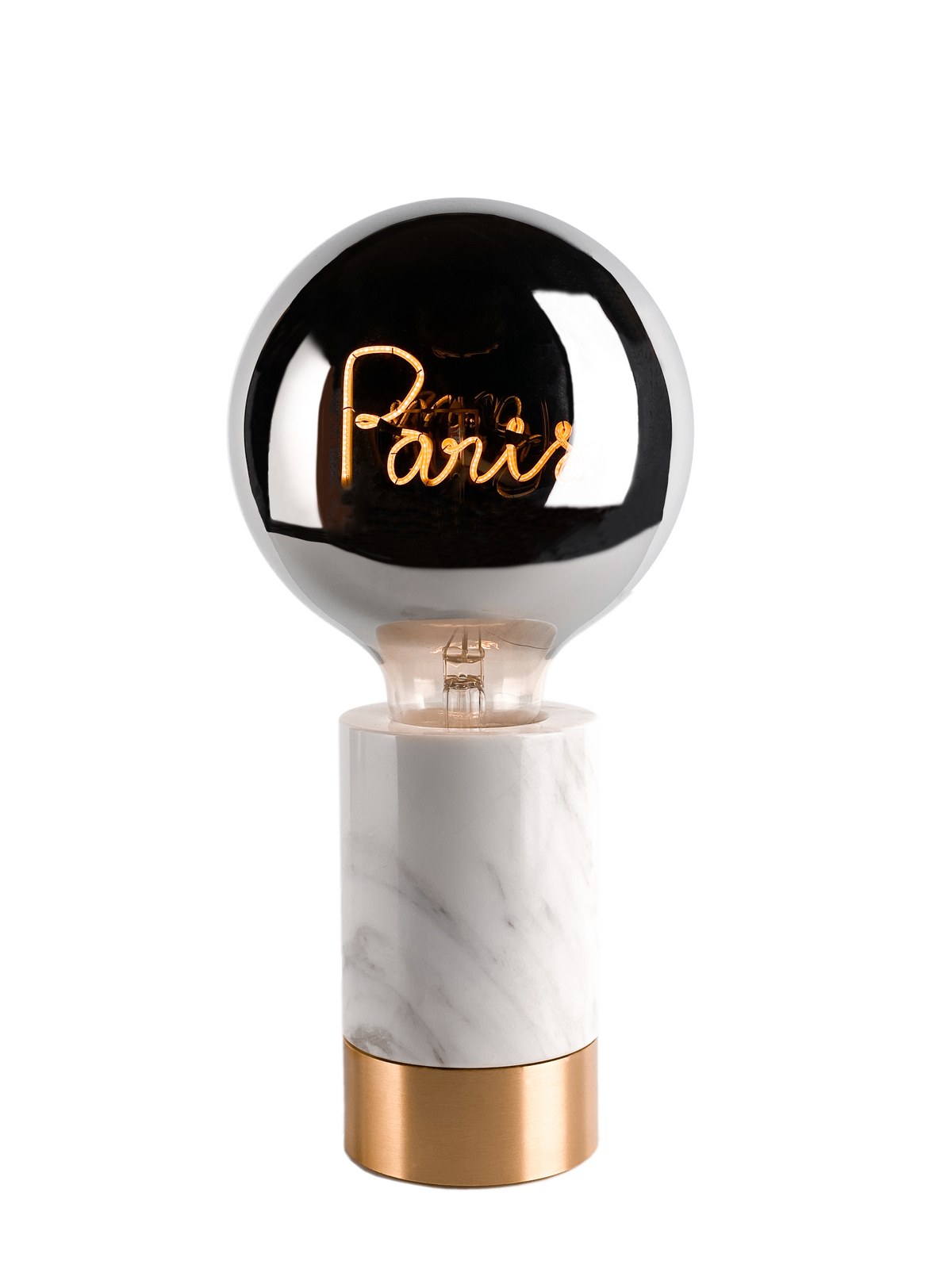 Socle pour ampoule message marbre blanc - h.11.5 cm