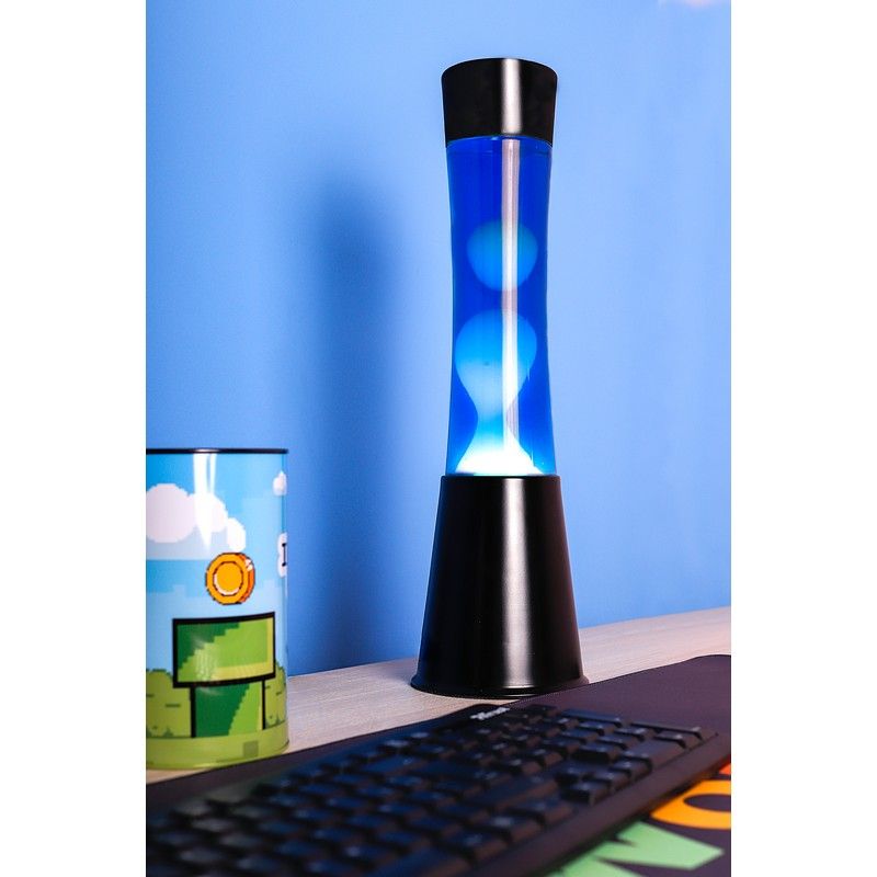 Lampe à lave H.40cm - bleu base noire