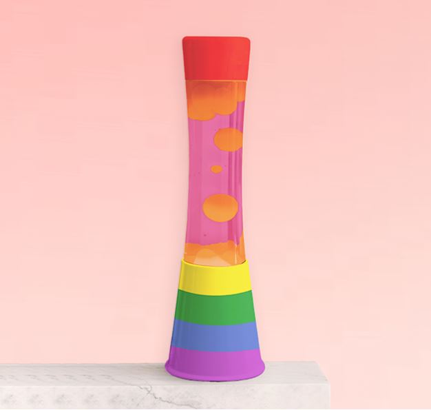 Lampe à lave h.40 cm - rainbow liquide rose lave orange