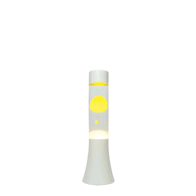 Mini Lampe à lave h.31 cm - jaune & base blanche