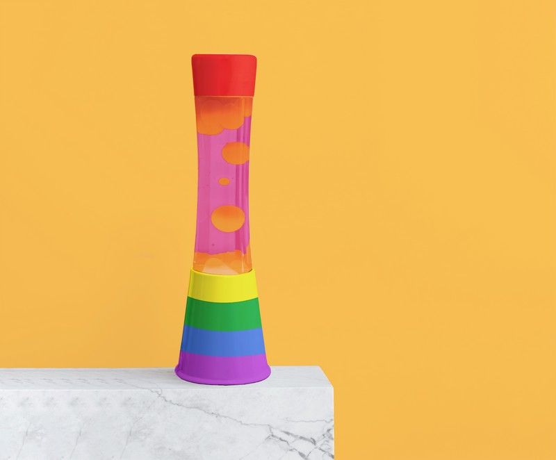 Lampe à lave h.40 cm - rainbow liquide rose lave orange