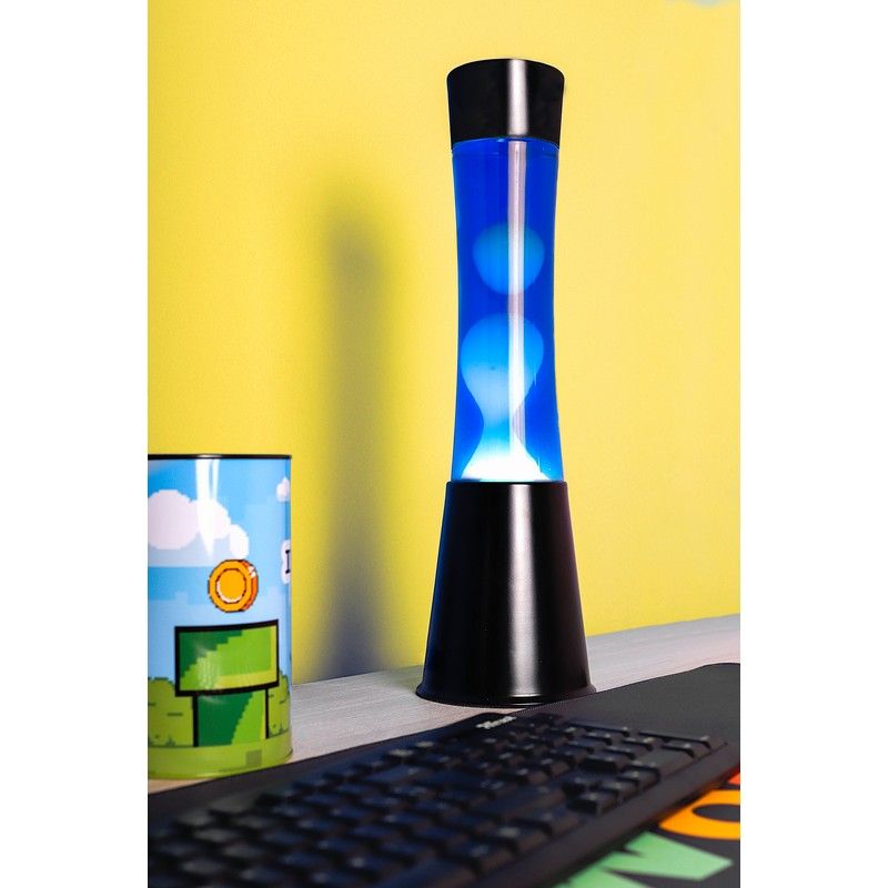 Lampe à lave H.40cm - bleu base noire
